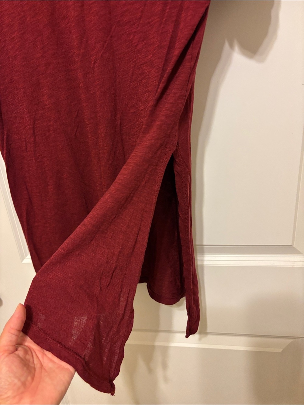 Anthropologie Stateside Burgundy Short Sleeve Tunic Tee with side slit - medium - Picture 5 of 6